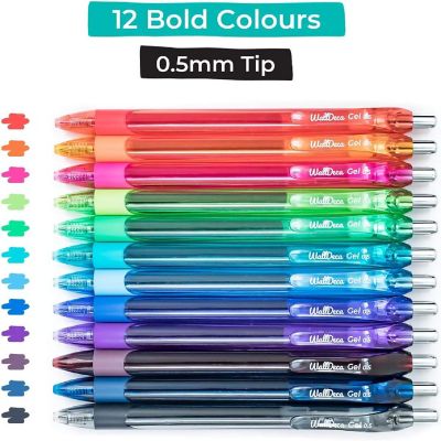 WallDeca (0.5mm), 12 Count, Gel Ink Pens, Assorted Rainbow Colors Image 2