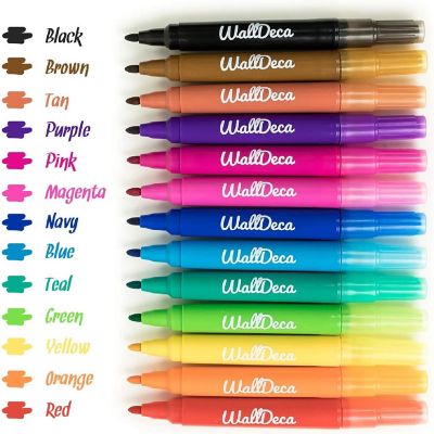 WallDeca Dry-Erase Thick Fine Line Markers, 13 Assorted Colors Image 1