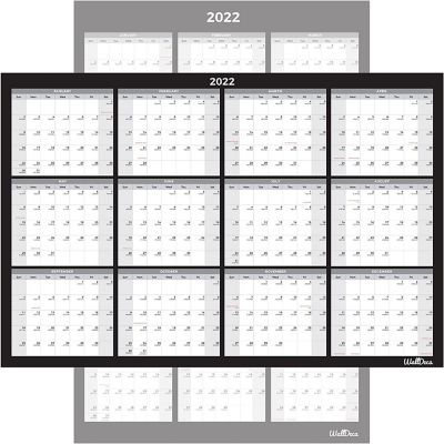 WallDeca Large Annual Erasable Laminated Wall Calendar, 24 x 36 Inch (Jan 2023 - Dec 2023) Image 1