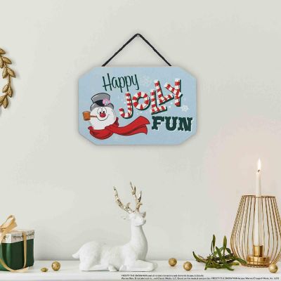 Warner Brothers 5x8 Frosty the Snowman Happy Jolly Fun Christmas Hanging Wood Wall Decor Image 1