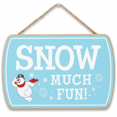 Warner Brothers 5x8 Warner Brothers Frosty the Snowman Snow Much Fun Christmas Hanging Wood Wall Decor Image 1