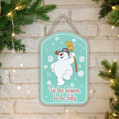 Warner Brothers 8x5 Warner Brothers Frosty the Snowman 'Tis the Season to Be Jolly Christmas Hanging Wood Wall Decor Image 1