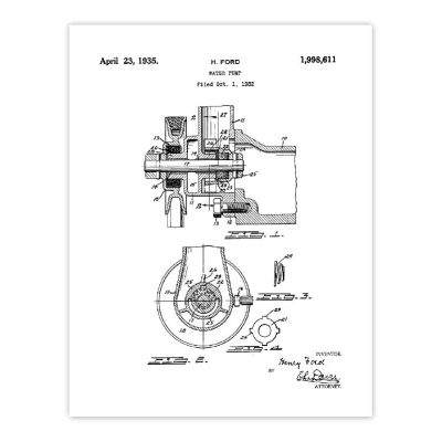 Water Pump Engine Patent 1Pk 8.5x11in Image 3