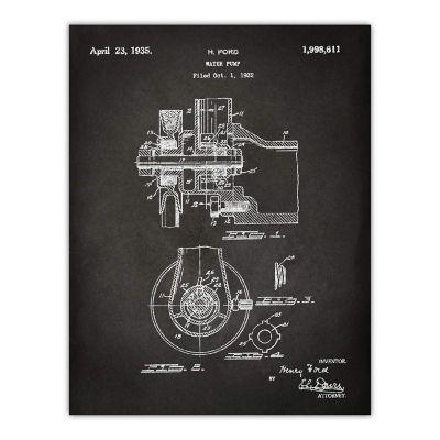 Water Pump Engine Patent 8.5x11in Image 1