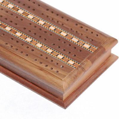 WE Games 3 Track Sprint Cabinet Cribbage Set with Metal Pegs & 2 Card Decks Image 1