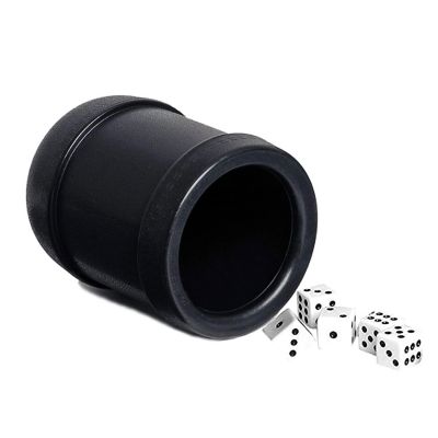WE Games Black Plastic Dice Cup with 5 Dice Image 1