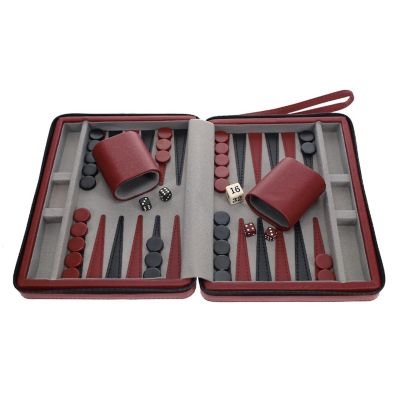 WE Games Burgundy Travel Magnetic Leatherette Backgammon Set Image 2