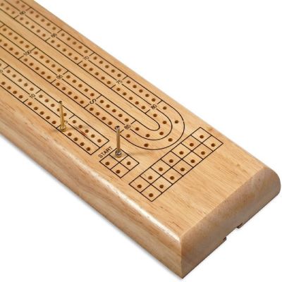 WE Games Classic Cribbage Set - Solid Wood Continuous 2 Track Board with Metal Pegs Image 1