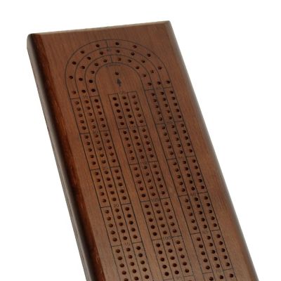 WE Games Classic Cribbage Set - Solid Wood Continuous 3 Track Board with Metal Pegs Image 2