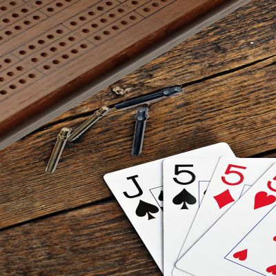 WE Games Classic Cribbage Set - Solid Wood Continuous 3 Track Board with Metal Pegs Image 3