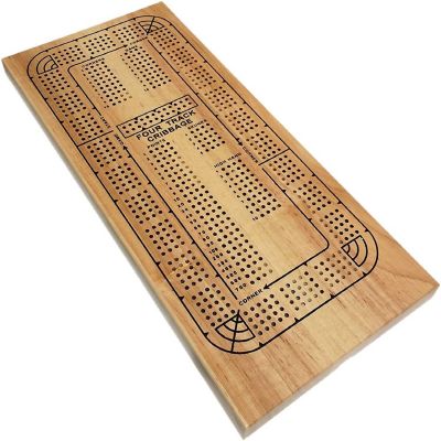 WE Games Classic Solid Wood, 4 Track Cribbage Board Image 1