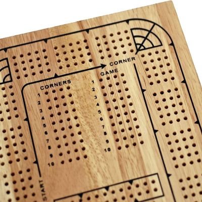 WE Games Classic Solid Wood, 4 Track Cribbage Board Image 1