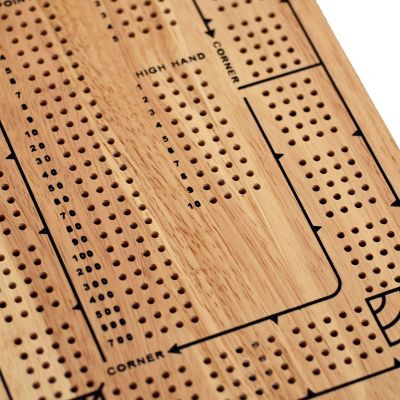 WE Games Classic Solid Wood, 4 Track Cribbage Board Image 2