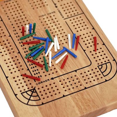 WE Games Classic Solid Wood, 4 Track Cribbage Board Image 3