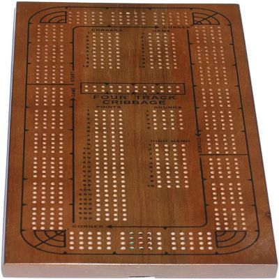 WE Games Classic Solid Wood, 4 Track Cribbage Board Image 1