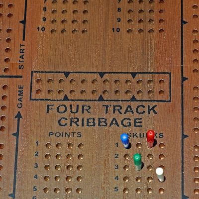 WE Games Classic Solid Wood, 4 Track Cribbage Board Image 1