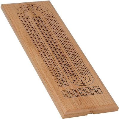 WE Games Deluxe Cribbage Set - Solid Oak Wood Continuous 3 Track Board Image 1