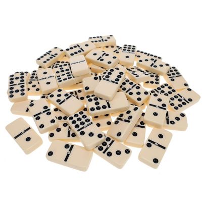 WE Games Double Nine Dominoes With Spinners - Ivory Tiles, Thick Size Image 3