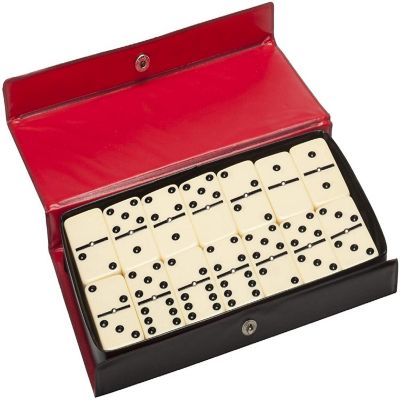 WE Games Double Six Dominoes with Spinners - Ivory Tiles, Club Size Image 1