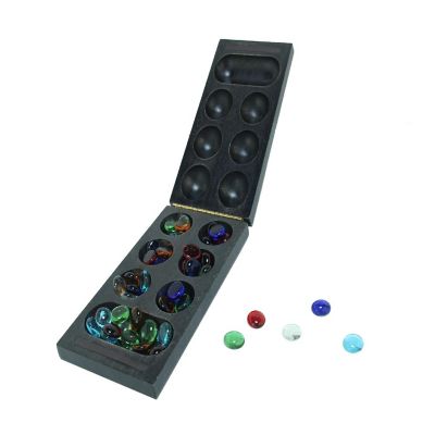 WE Games Folding Mancala - Solid Wood Board &amp; Glass Stones Image 1