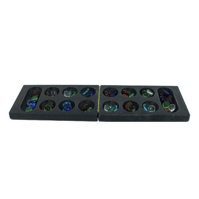 WE Games Folding Mancala - Solid Wood Board &amp; Glass Stones Image 1