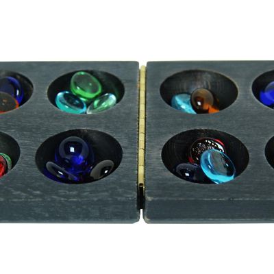 WE Games Folding Mancala - Solid Wood Board &amp; Glass Stones Image 2