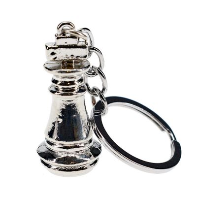 WE Games Metal Chess Piece Keychain - Silver King Image 1