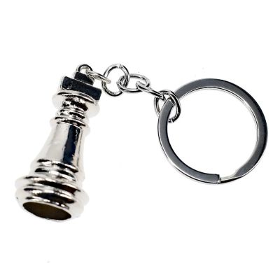 WE Games Metal Chess Piece Keychain - Silver King Image 1