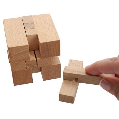 WE Games Solid Wood 3D Cube Puzzle Image 1