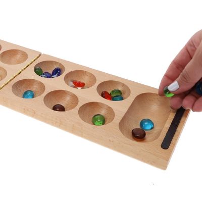 WE Games Solid Wood Folding Mancala Board Game - 18 in. Image 1