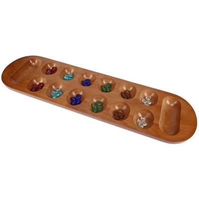 WE Games  Solid Wood Mancala Board Game with Walnut Stain - 22 in. Image 2