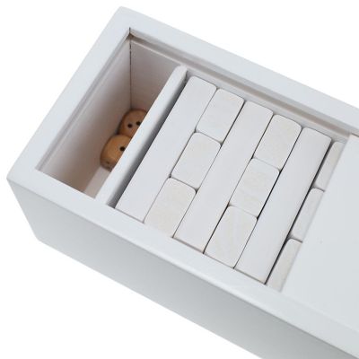 WE Games White Wooden Blocks Stacking Tower Game with White Wooden Box, 12 in. Image 1