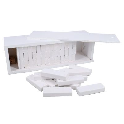 WE Games White Wooden Blocks Stacking Tower Game with White Wooden Box, 12 in. Image 2