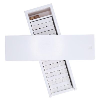 WE Games White Wooden Blocks Stacking Tower Game with White Wooden Box, 12 in. Image 3