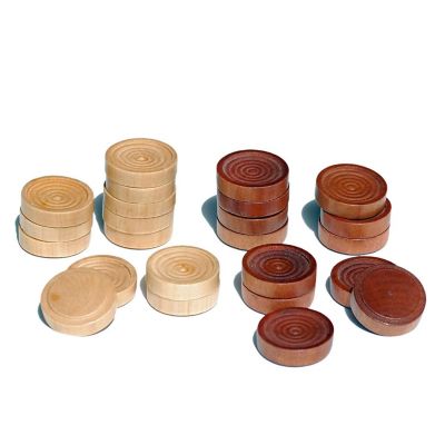 WE Games Wood Backgammon Pieces with Cloth Pouch Image 1
