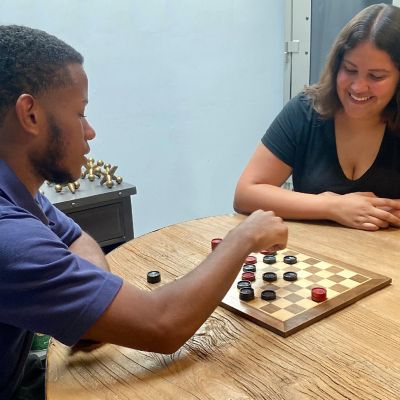 WE Games Wooden Checkers with Stackable Ridges Image 1