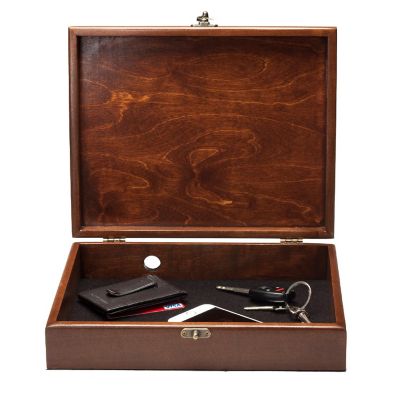WE Games Wooden Valet Box - Walnut Stain (Made in USA) Image 1