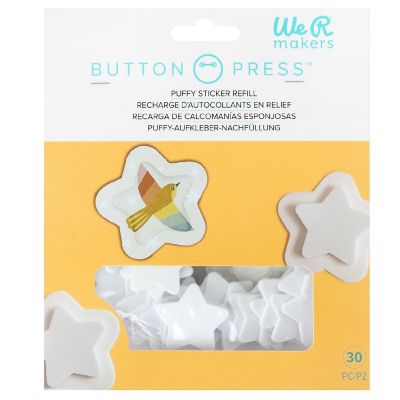 We R Button Press Puffy Sticker Refill-Star, Makes 15 Image 1