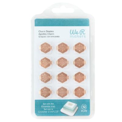 We R Charm Stapler Charm 12/Pkg-Copper Hexagon With Knot Emboss Image 1