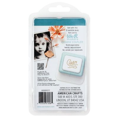 We R Charm Stapler Charm 12/Pkg-Silver Round With Leaf Emboss Image 2