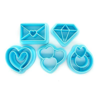 Wedding Clay Cutters Bundle - Hearts, Diamond, Ring - 5 pcs Image 1