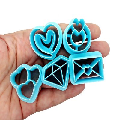 Wedding Clay Cutters Bundle - Hearts, Diamond, Ring - 5 pcs Image 2