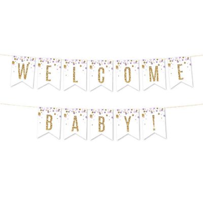 Welcome Bby Lavender Banner - 4 x 5.5 Inch Image 1