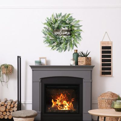Welcome Eucalyptus Wreath - 20in with White Berries Image 1