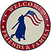 Welcome Friends and Family Patriotic Dog Metal Wall Sign - 13.75" Image 1