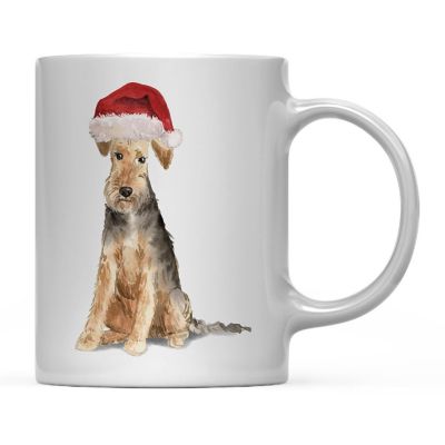 Welsh Terrier Santa Hat Ceramic Mug Image 2