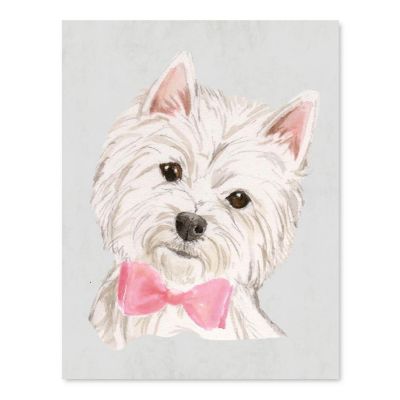 Westie Print Pink Bow 8.5x11in Image 1