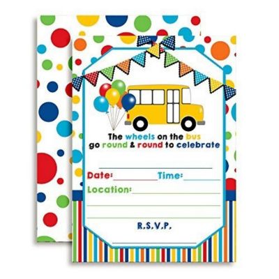 Wheels on The Bus Invitations 40pc. by AmandaCreation Image 1
