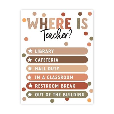 Where Is the Teacher Sign Boho Dots Image 1