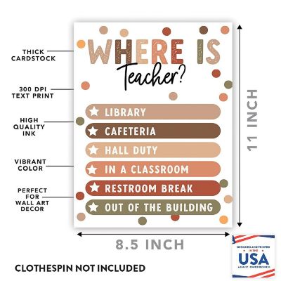 Where Is the Teacher Sign Boho Dots Image 1